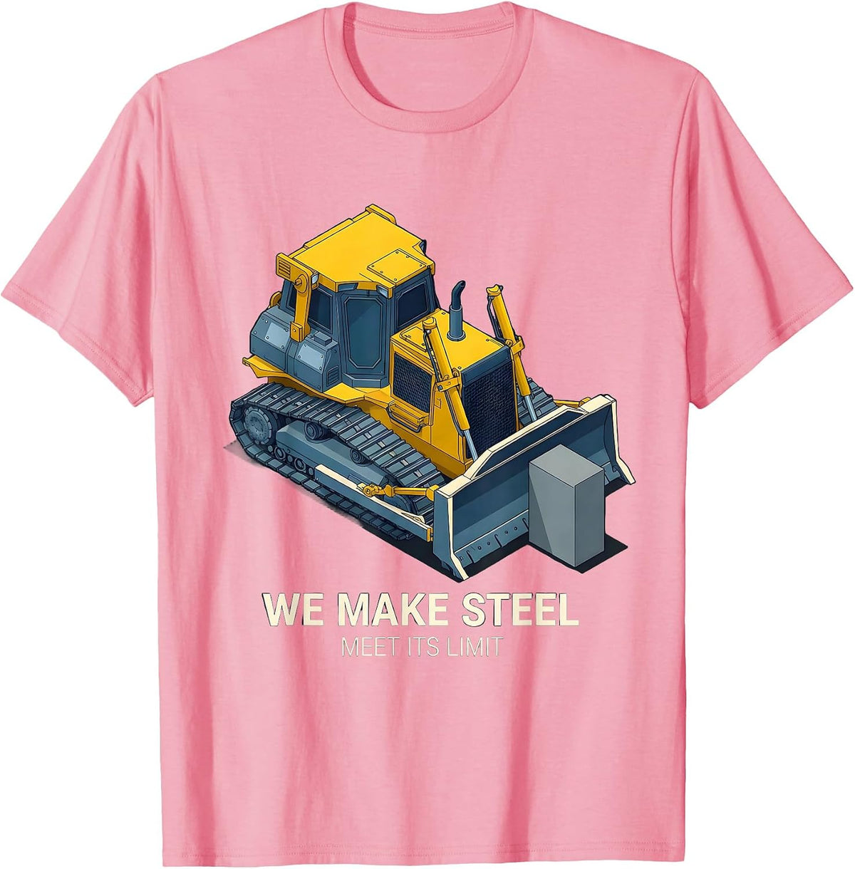 Men's We Make Steel Meet Its Limit Isometric Vector Heavy T-Shirt - Pink