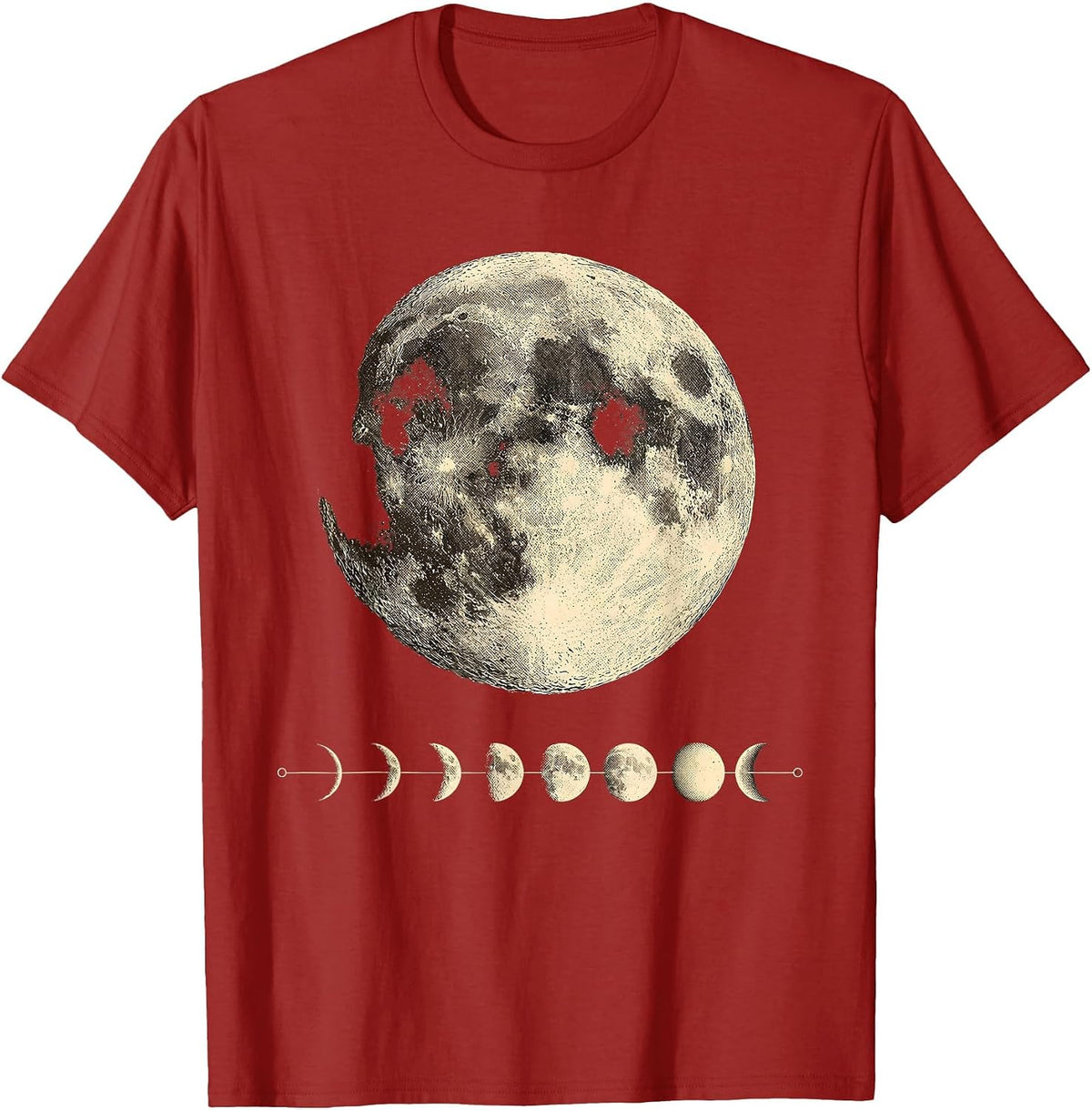 Lunar Phase Cycle Vintage Astronomy Science Teacher T-Shirt, Men, Cranberry Red, 3X-Large - As Pictured