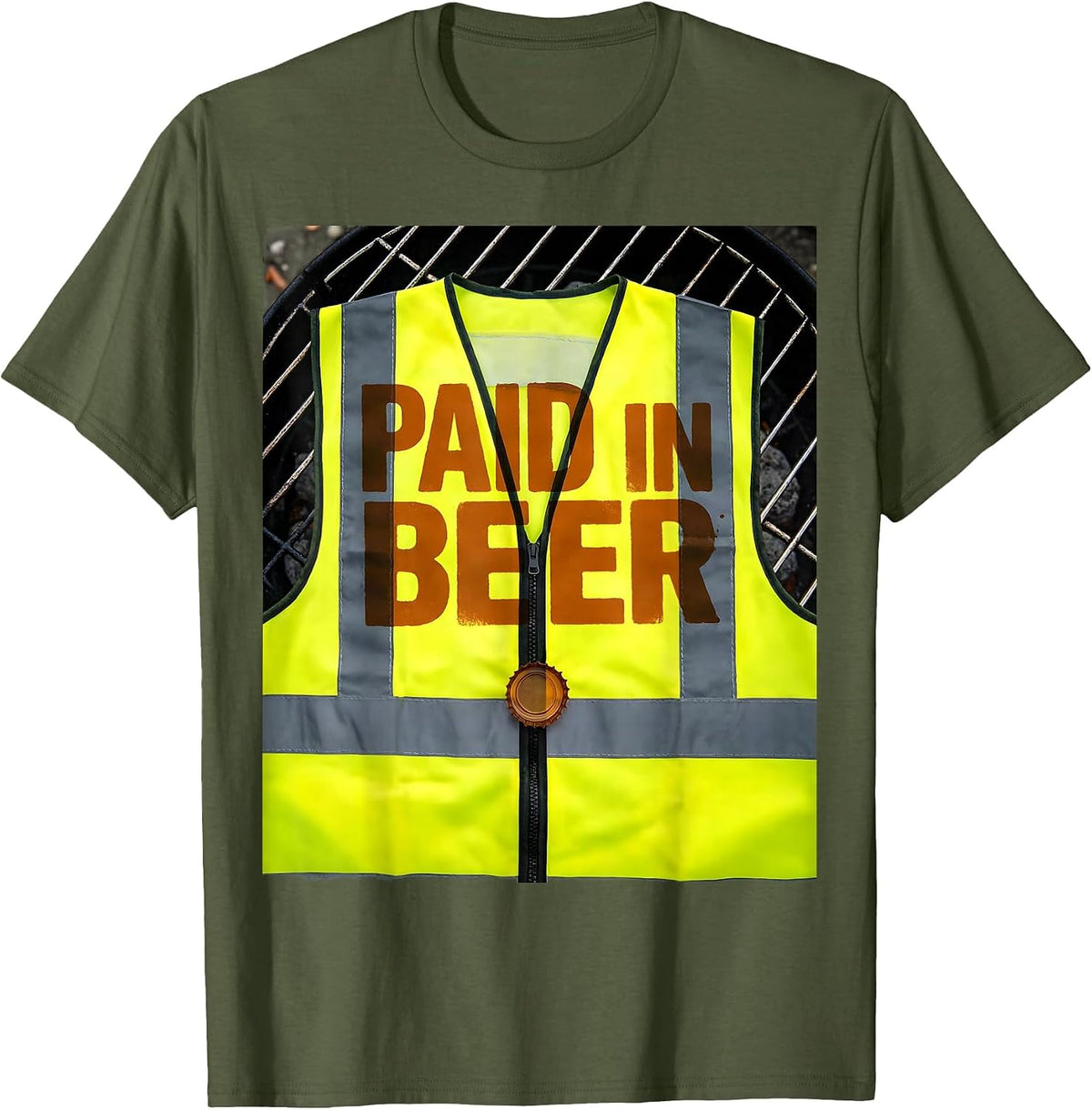 Paid In Beer Funny Labor Day Cookout Beer Humor T-Shirt - Olive Green