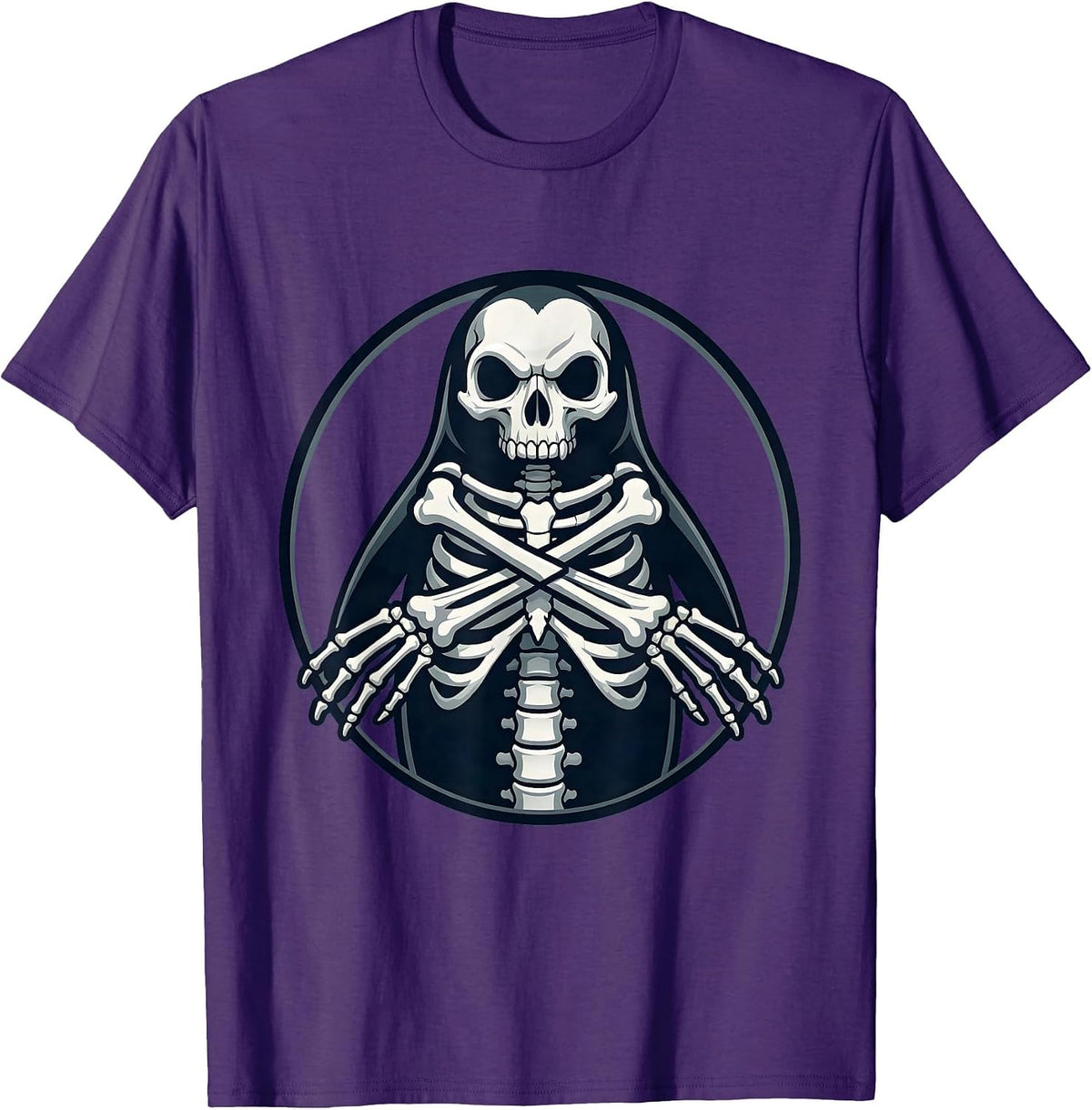 Men's Penguin Skeleton Crossed Flippers Illustration T-Shirt - Purple