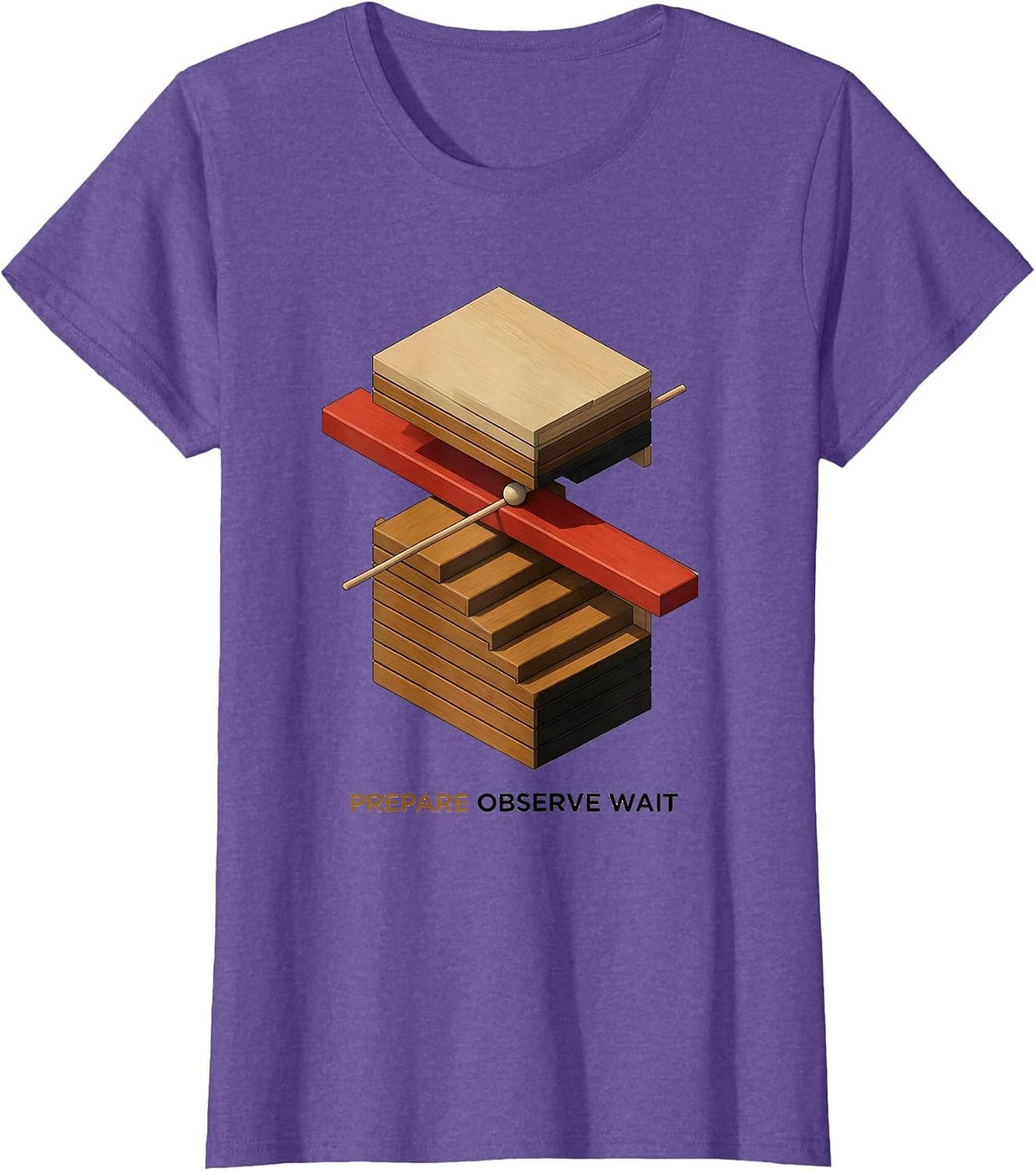 Women's Prepare Observe Wait Montessori Teacher Philosophy Pride T-Shirt - Purple Heather