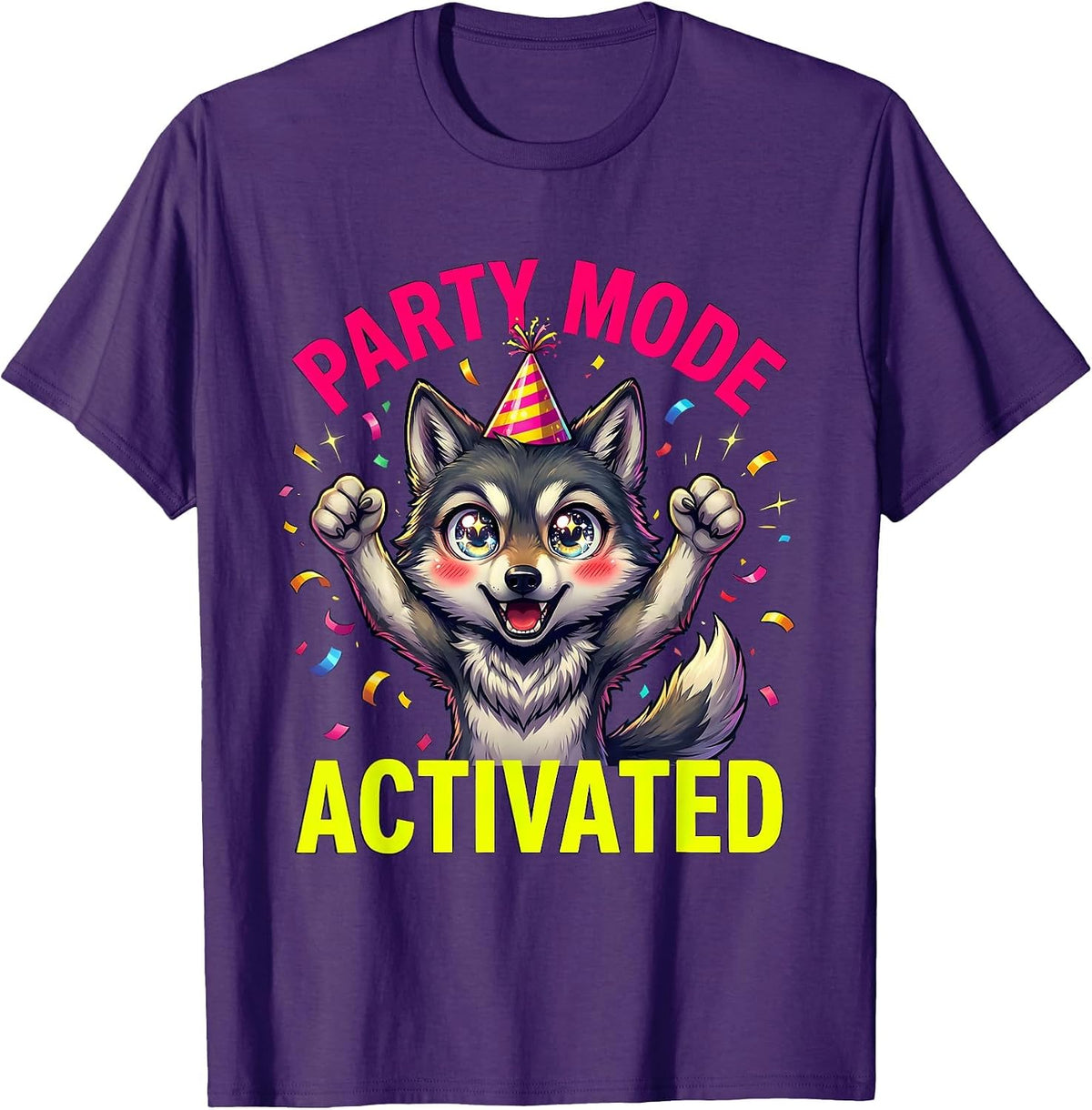 Party Mode Activated Party Animal Design T-Shirt - Purple