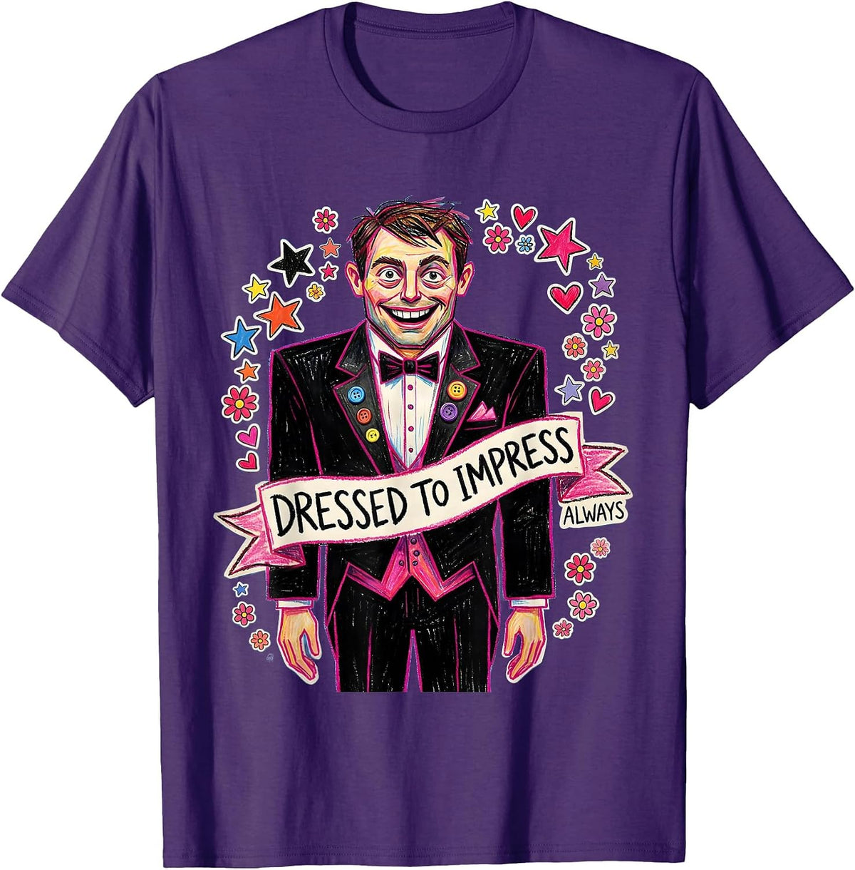 Men's Dressed to Impress Always Tuxedo Graphic Design T-Shirt - Purple