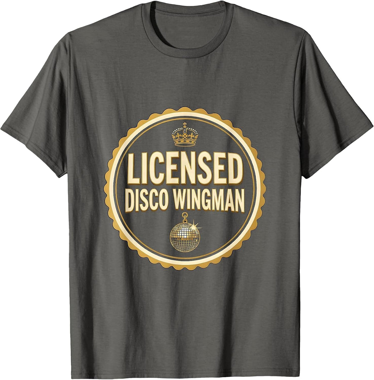 Men's Licensed Disco Wingman Retro 70s Disco Party Costume T-Shirt - Asphalt Grey