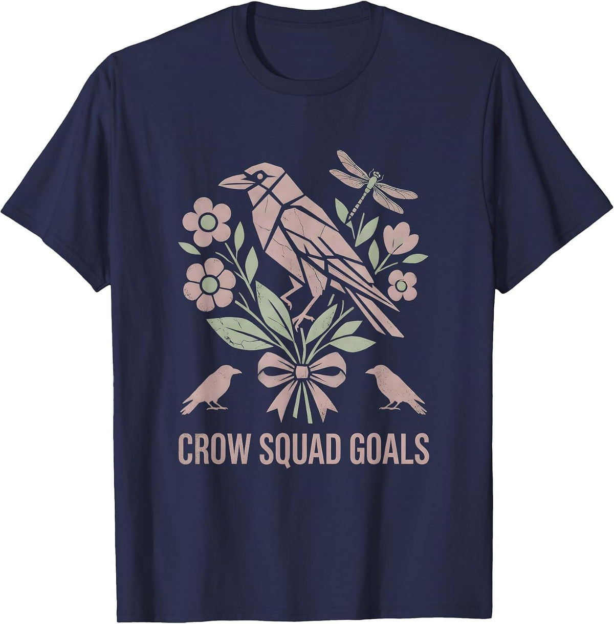 Crow Squad Goals Funny Bird Gang Design T-Shirt - Navy Blue