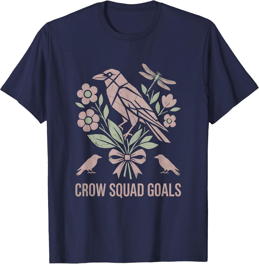 Crow Squad Goals Funny Bird Gang Design T-Shirt - Navy Blue