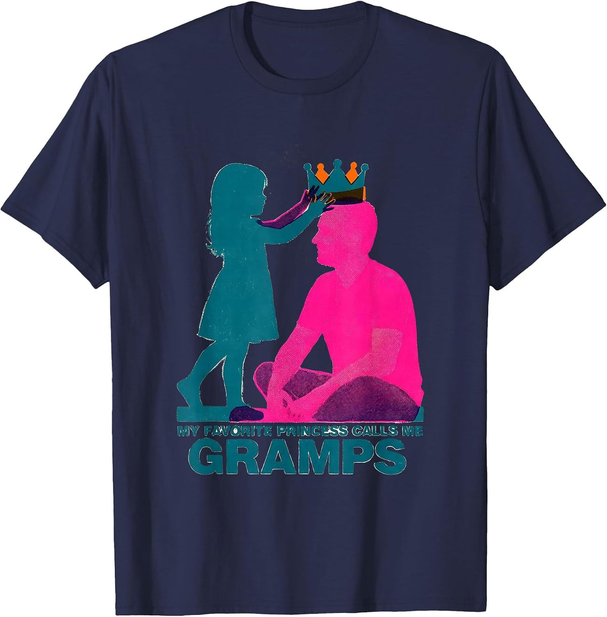 Men's My Favorite Princess Calls Me Gramps Funny Grandpa Family T-Shirt - Navy Blue