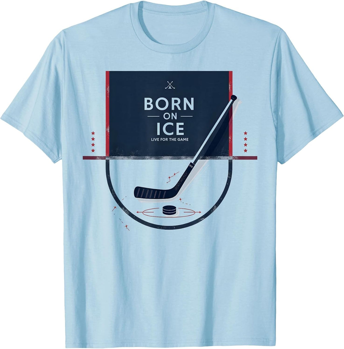 Hockey Sweatshirt Born on Ice Live for the Game T-Shirt - Baby Blue