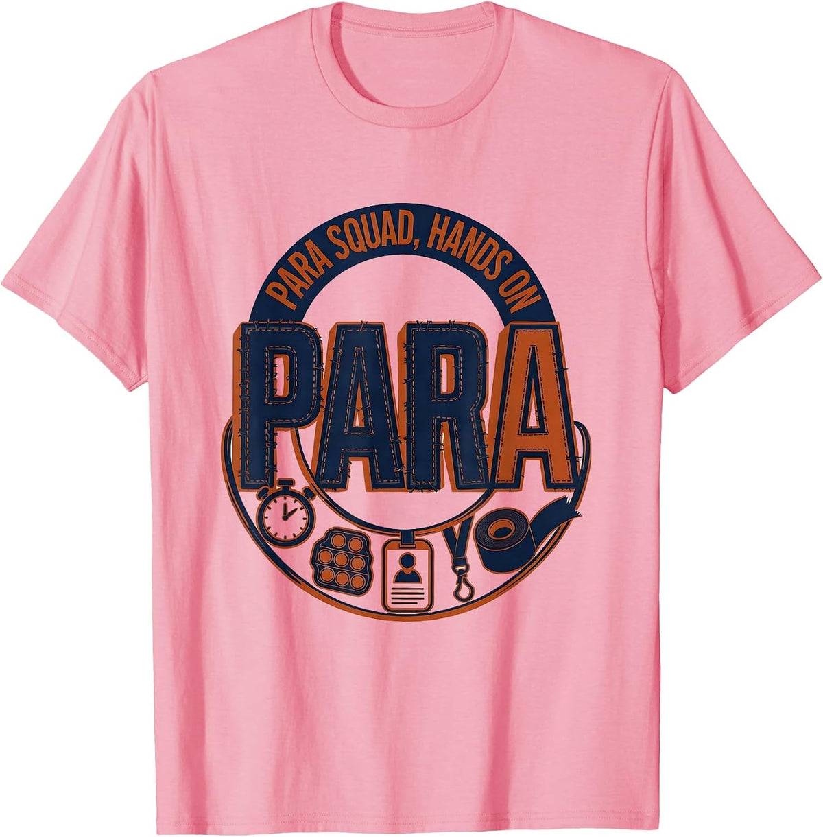 Men's Para Squad Hands On Bold Screenprint Back To School T-Shirt - Pink