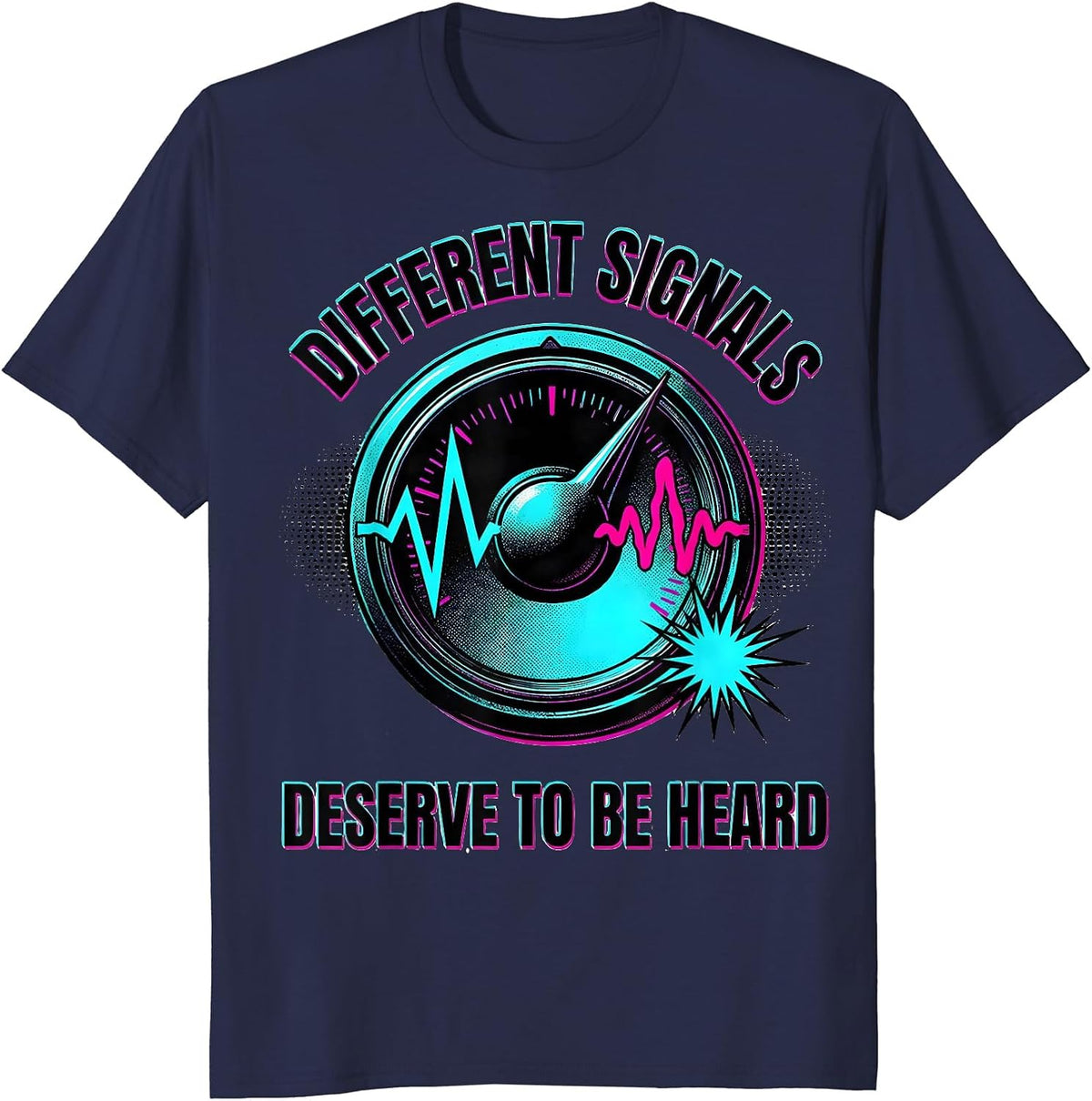 Men's Different Signals Deserve To Be Heard Pop Art Autism Meme T-Shirt - Navy Blue