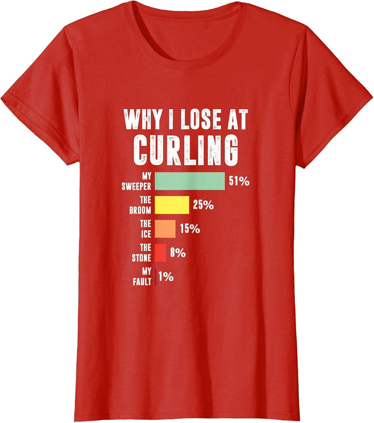Why I Lose At Curling, Funny Curling Player T-Shirt - Red