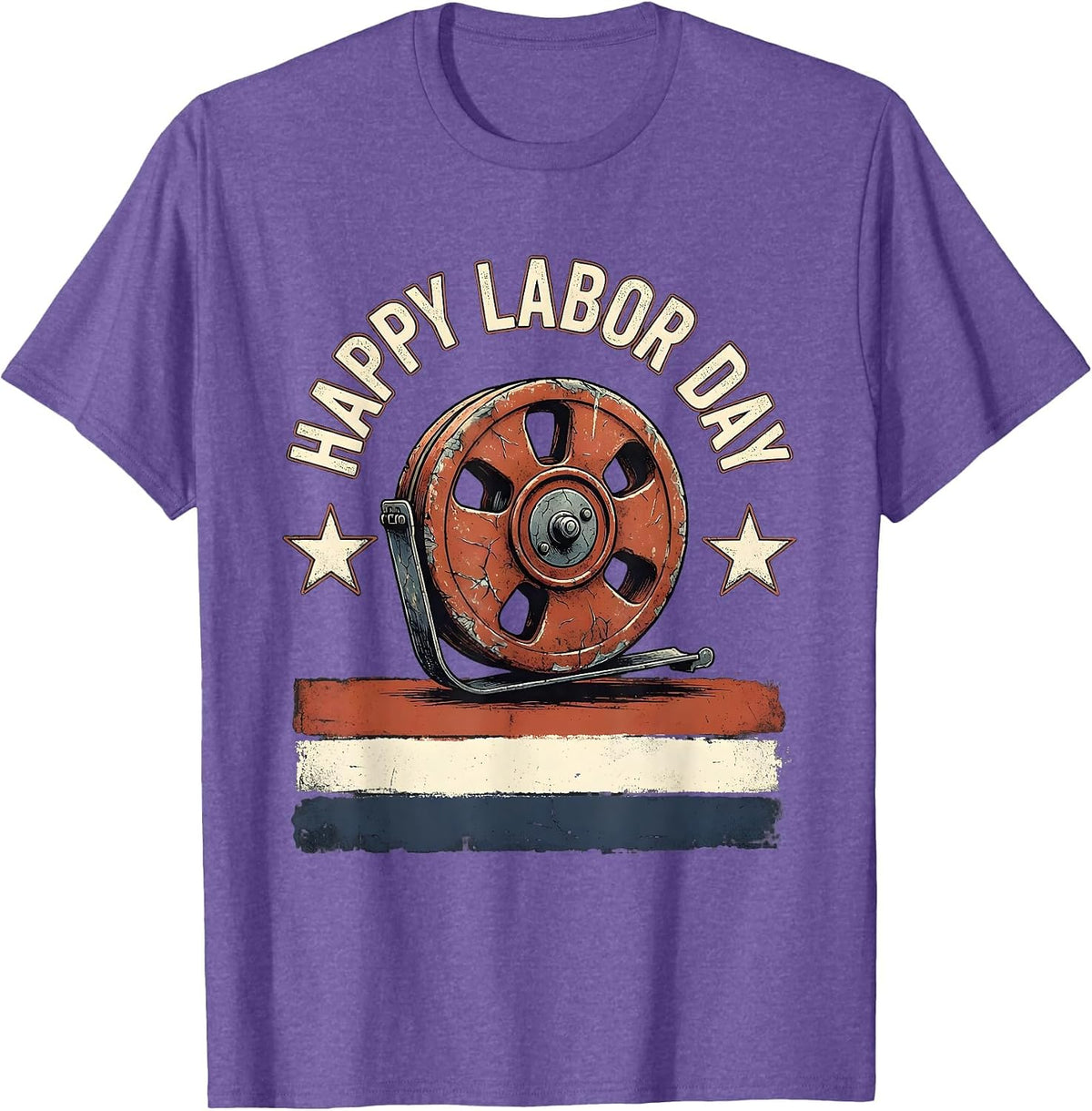 Men's Happy Labor Day Distressed Patriotic Union Worker Pride T-Shirt - Purple Heather