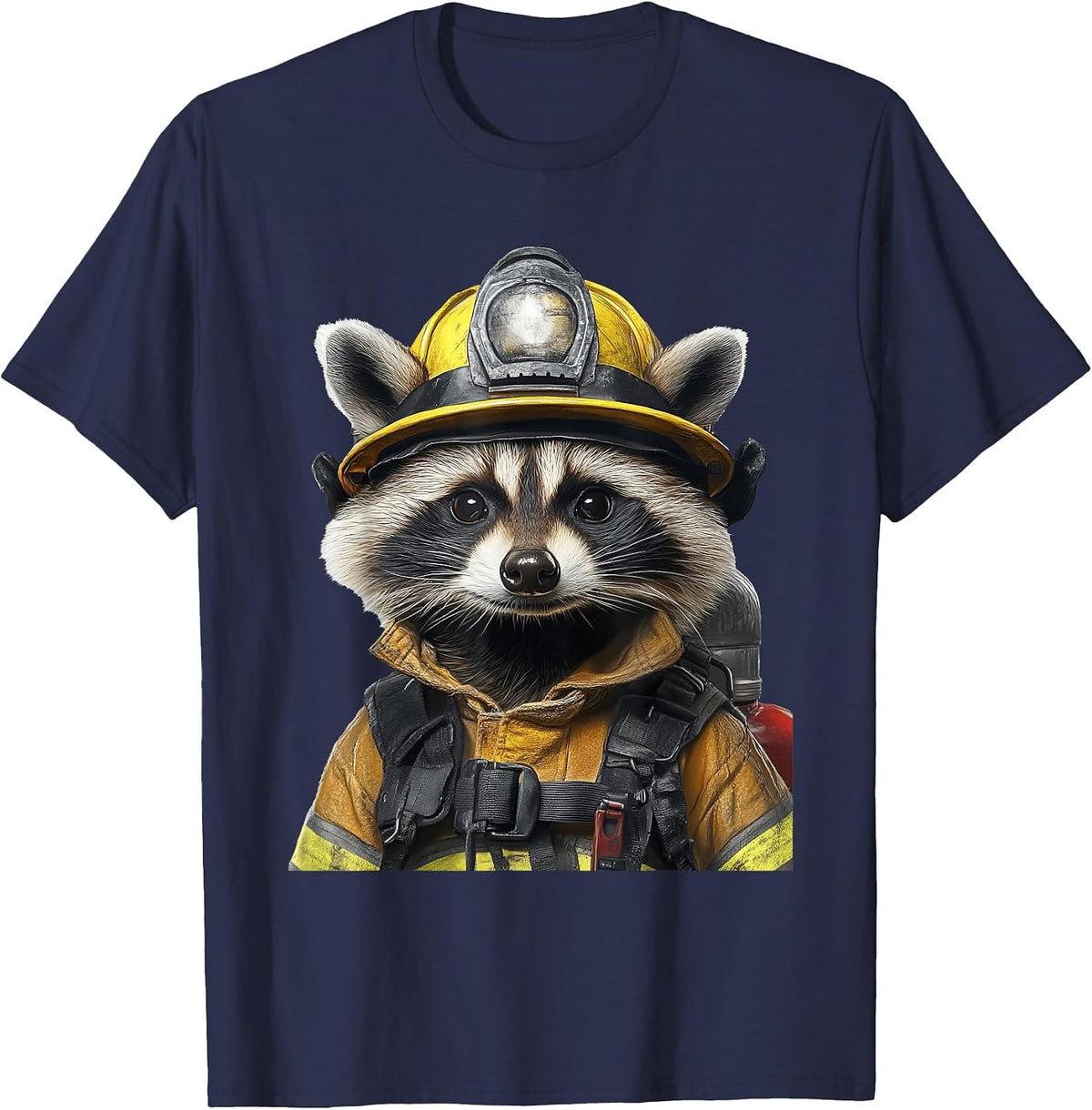 Raccoon Fireman T-Shirt - Navy Blue