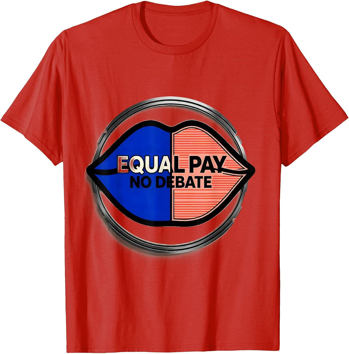 Men's Equal Pay No Debate Feminist Graphic Design T-Shirt - Red