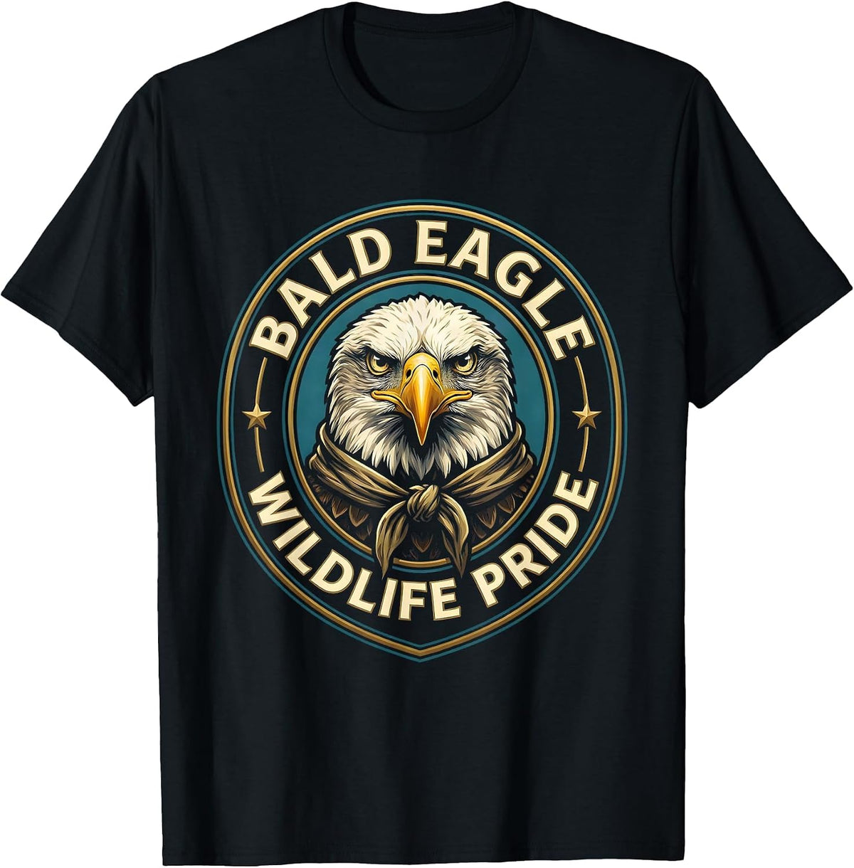 Men's Bald Eagle Head Scarf Emblem Kids Eagle Pride T-Shirt - Black