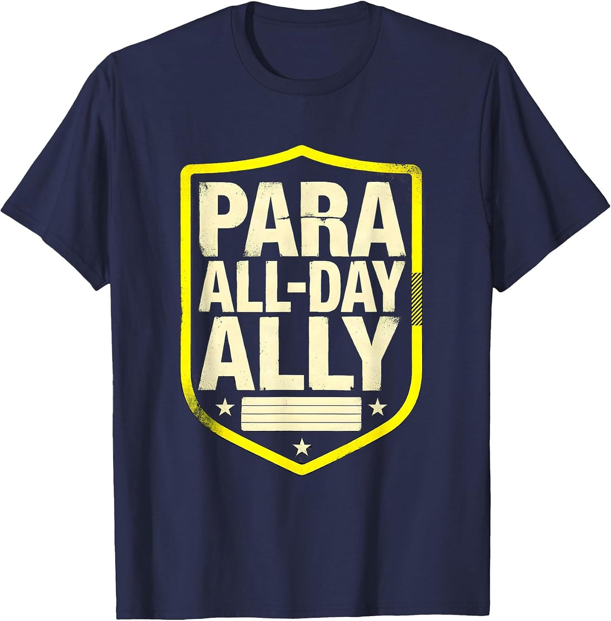 Men's Para All-Day Ally Stencil Graphic Teacher's Aide T-Shirt - Navy Blue