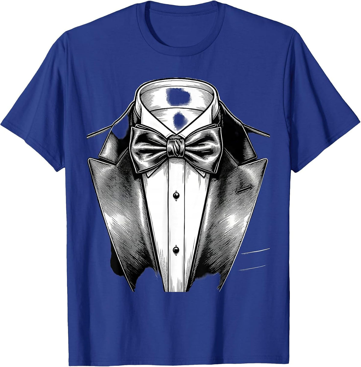 Men's Classic Tuxedo Bow Tie and Lapels Illustration T-Shirt - Royal Blue