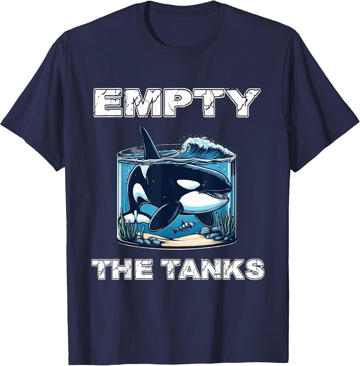 Empty The Tanks - Orca Rescue - Whale - Orca T-Shirt - Navy Blue