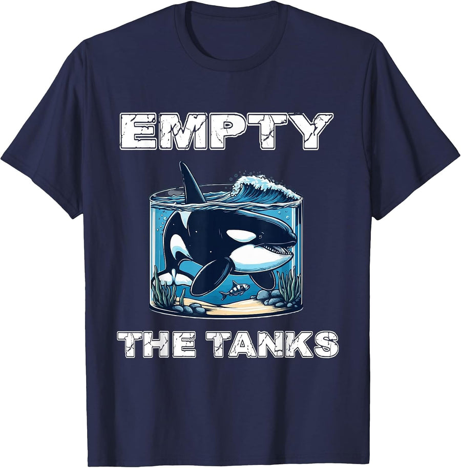 Empty The Tanks - Orca Rescue - Whale - Orca T-Shirt - Navy Blue
