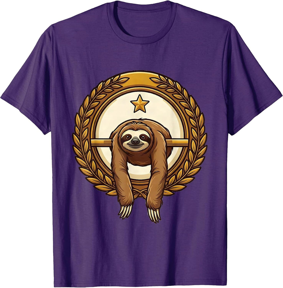 Men's Masked Sloth Chill Cartoon Humor Novelty T-Shirt - Purple