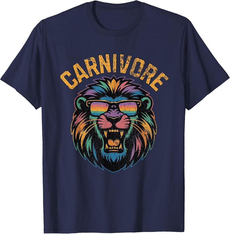 Carnivore: Zero Carb Lion Diet Lifestyle T-Shirt - Navy Blue