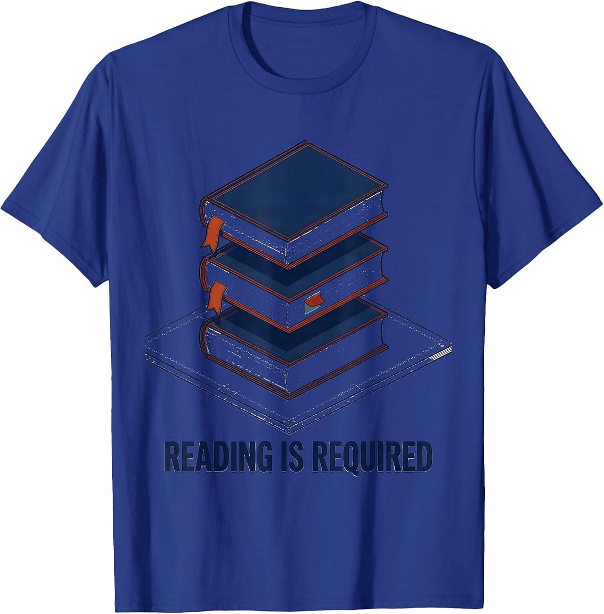 Reading Is Required Exploded Book Stack Literary Humor T-Shirt - Royal Blue