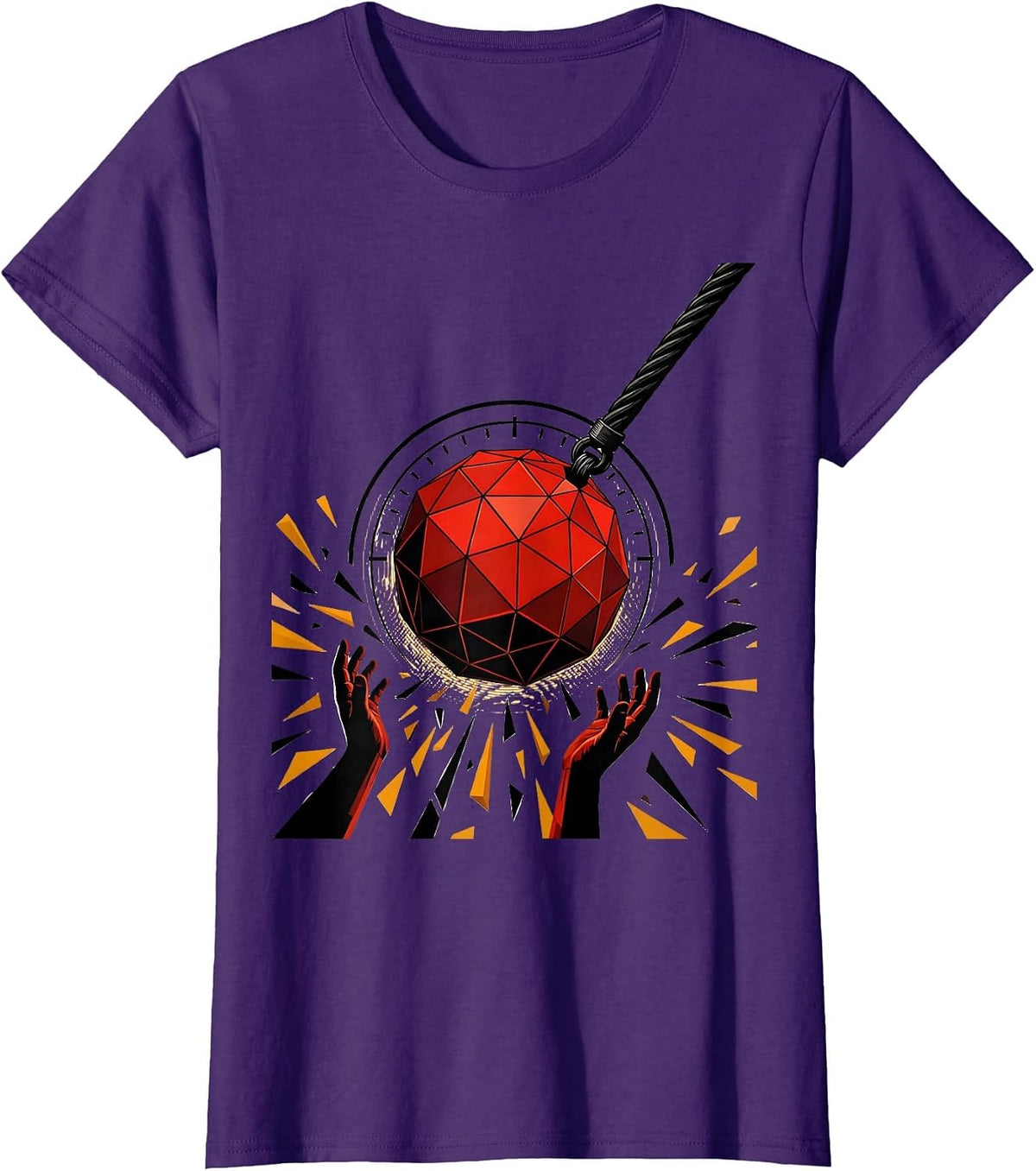 Women's Countdown Sphere Ball Drop Dirty Humor Party T-Shirt - Purple