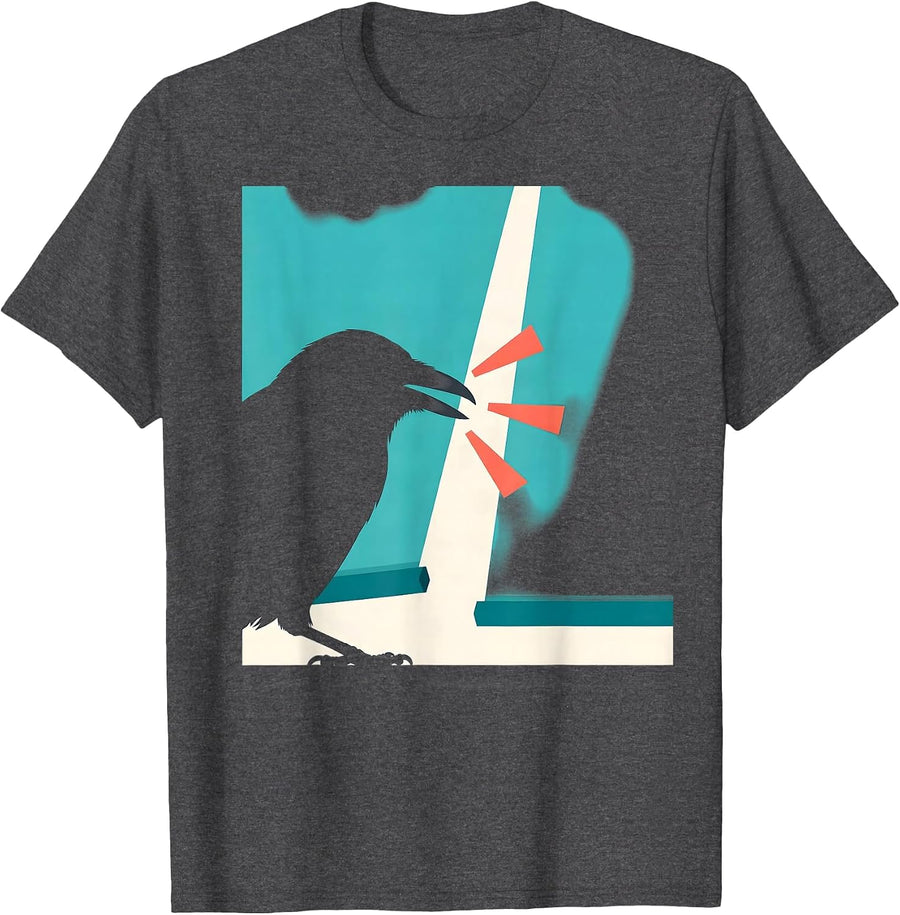Men's Crow Silhouette F-Caw-F Dark Humor Gothic Halloween T-Shirt - Dark Heather Grey