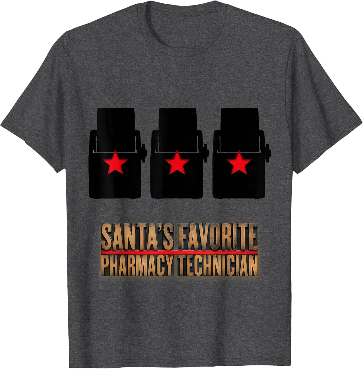 Santa's Favorite Pharmacy Technician Funny Pharmacy Tech T-Shirt - Dark Heather Grey