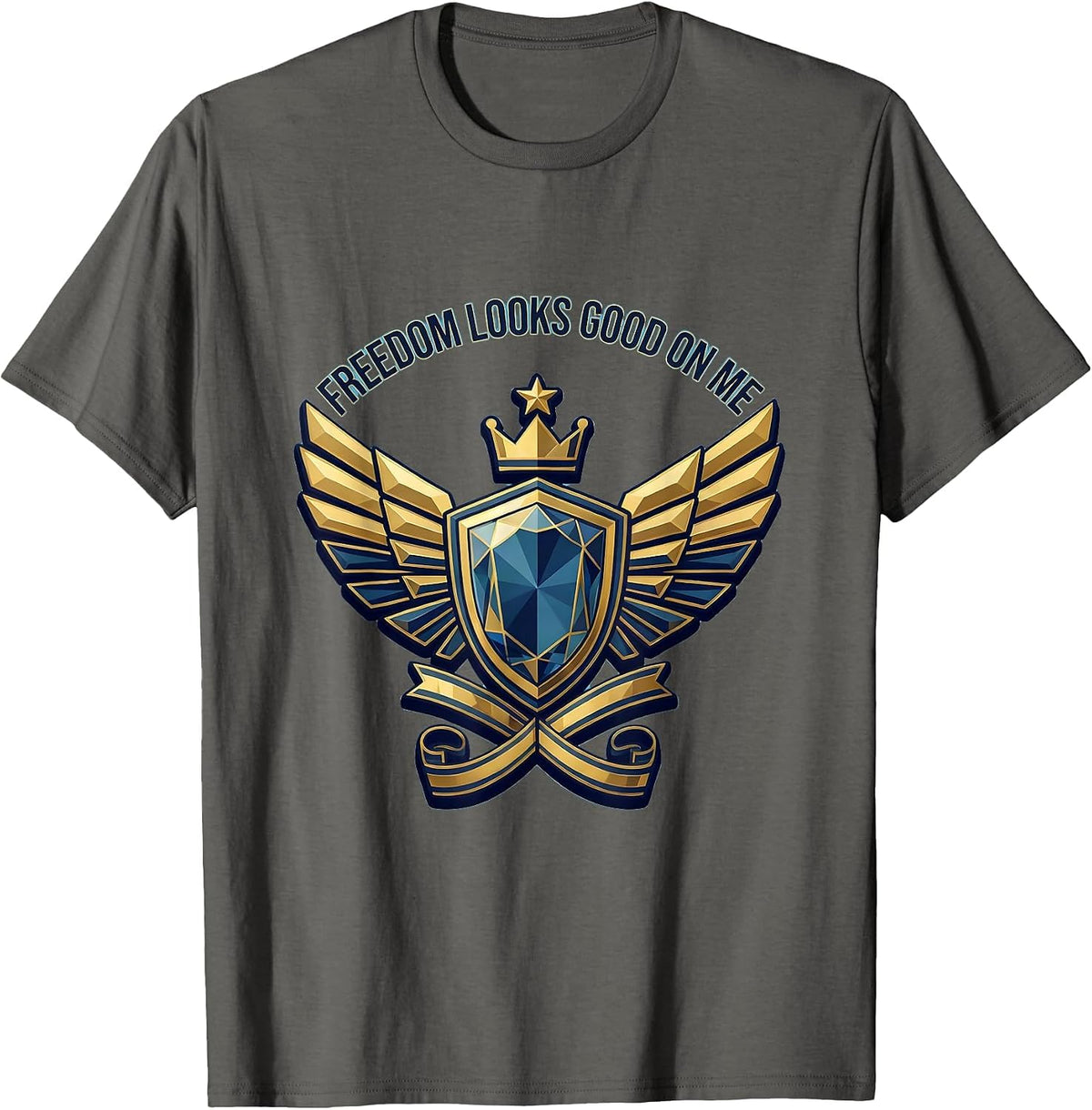 Freedom Looks Good On Me Bold Statement Design T-Shirt - Asphalt Grey
