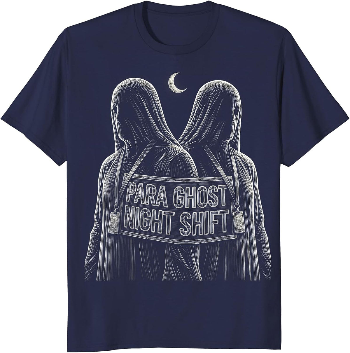 Men's Para Ghost Night Shift Funny Paraprofessional Halloween T-Shirt - Navy Blue