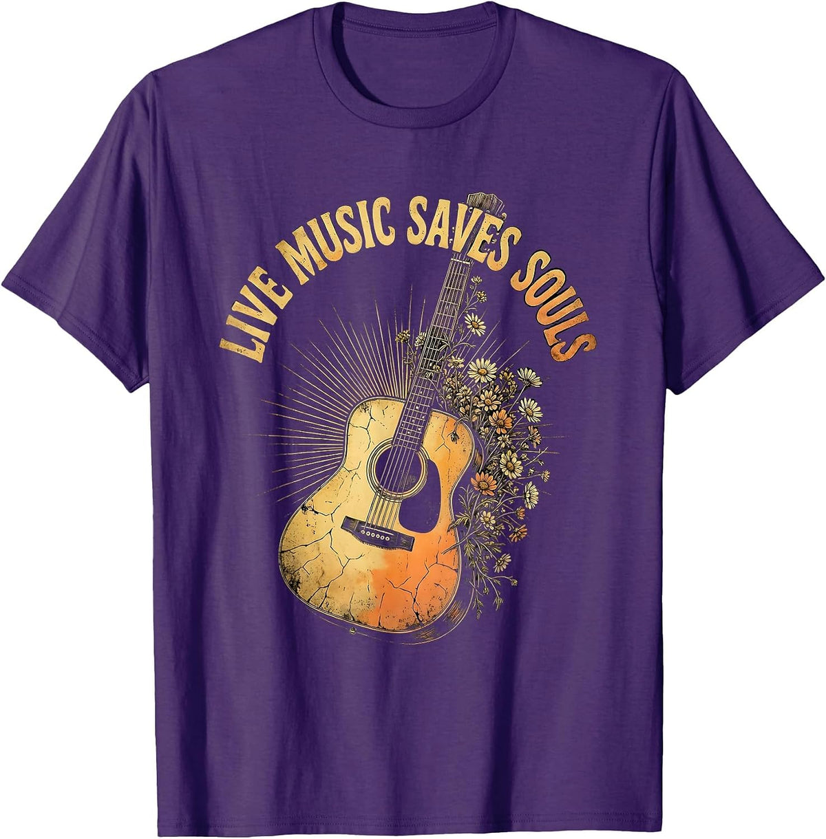 Live Music Saves Souls Concert Fan Design T-Shirt - Purple
