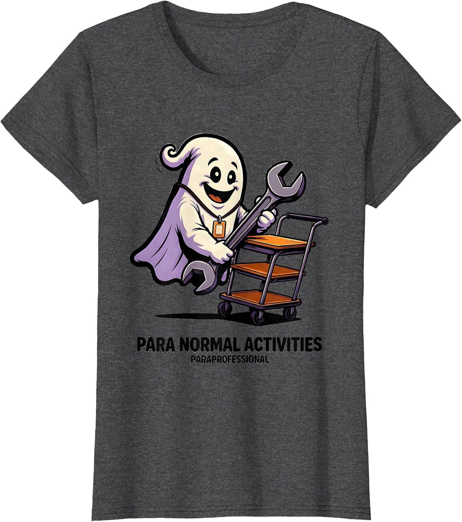 Women's Para Normal Activities Paraprofessional Ghost T-Shirt - Dark Heather Grey