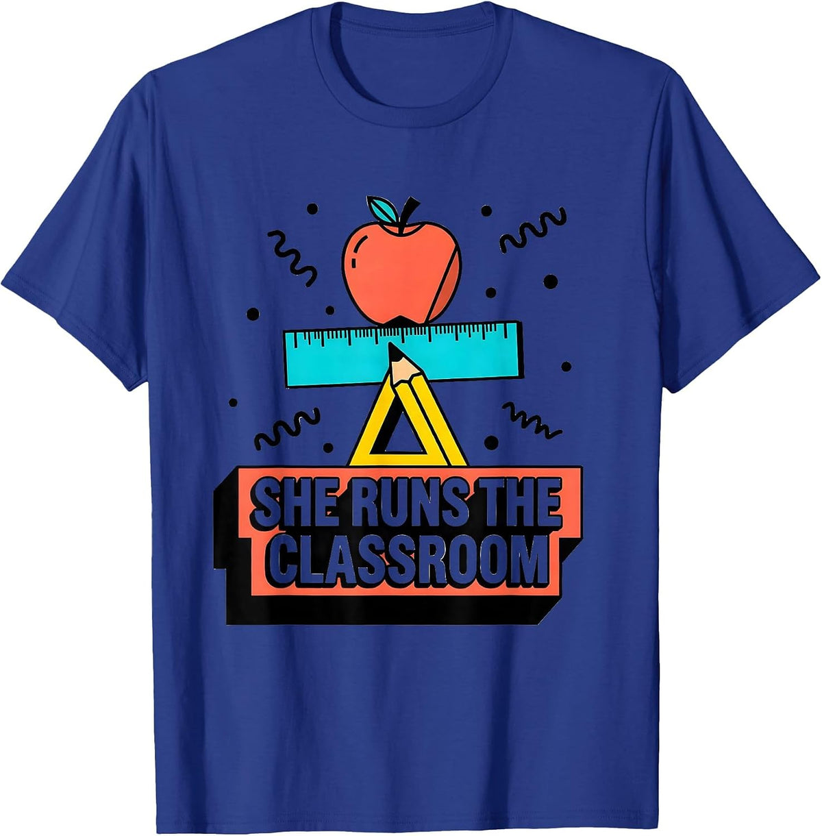 Men's She Runs the Classroom Paraprofessional Design T-Shirt - Royal Blue