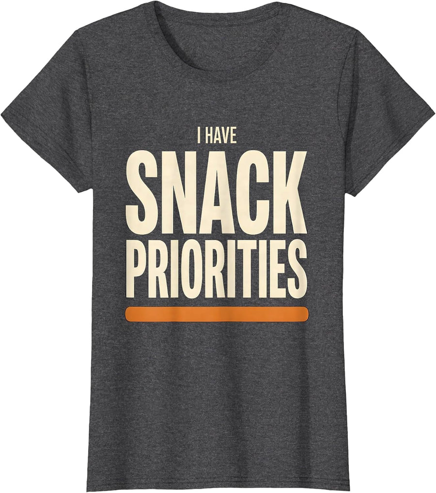 Women's I Have Snack Priorities Funny Raccoon Trash Panda Meme Humor T-Shirt - Dark Heather Grey
