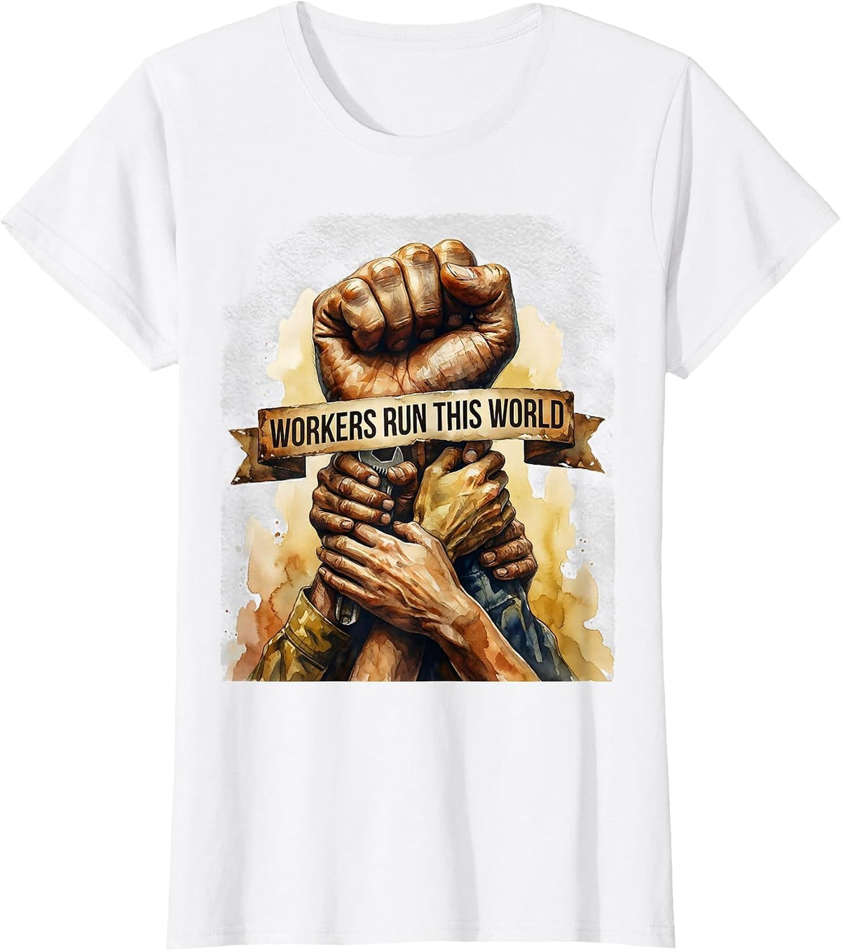 Workers Run This World Labor Day Graphic Design T-Shirt - White