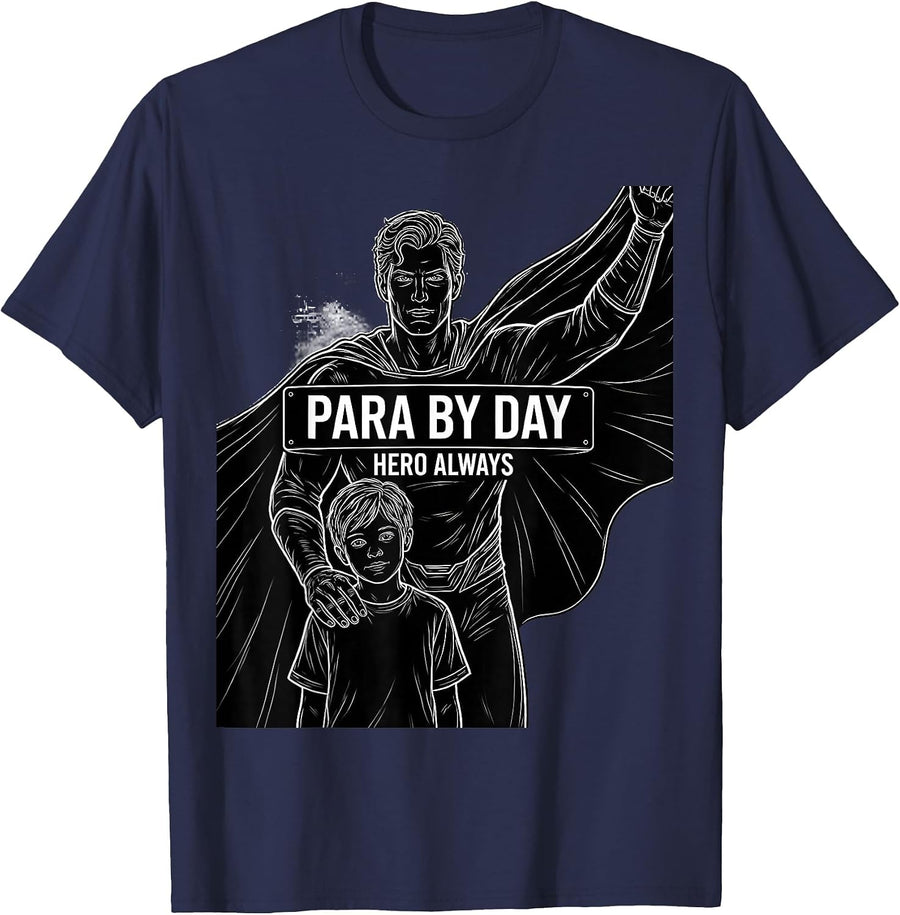 Para By Day Hero Always Paraprofessional Design T-Shirt - Navy Blue