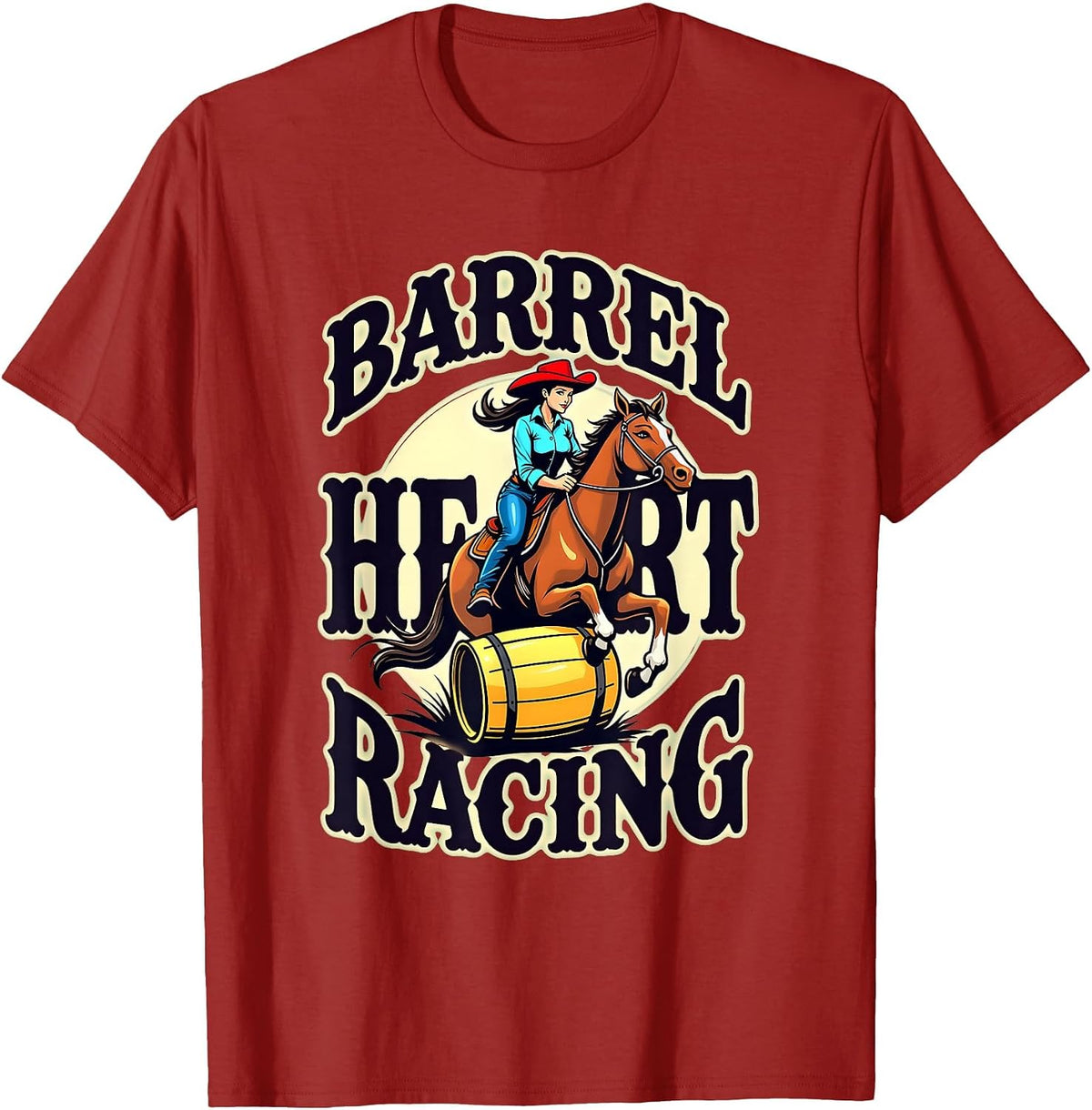 Barrel Racing Heart Racing Rodeo Design T-Shirt - Cranberry Red