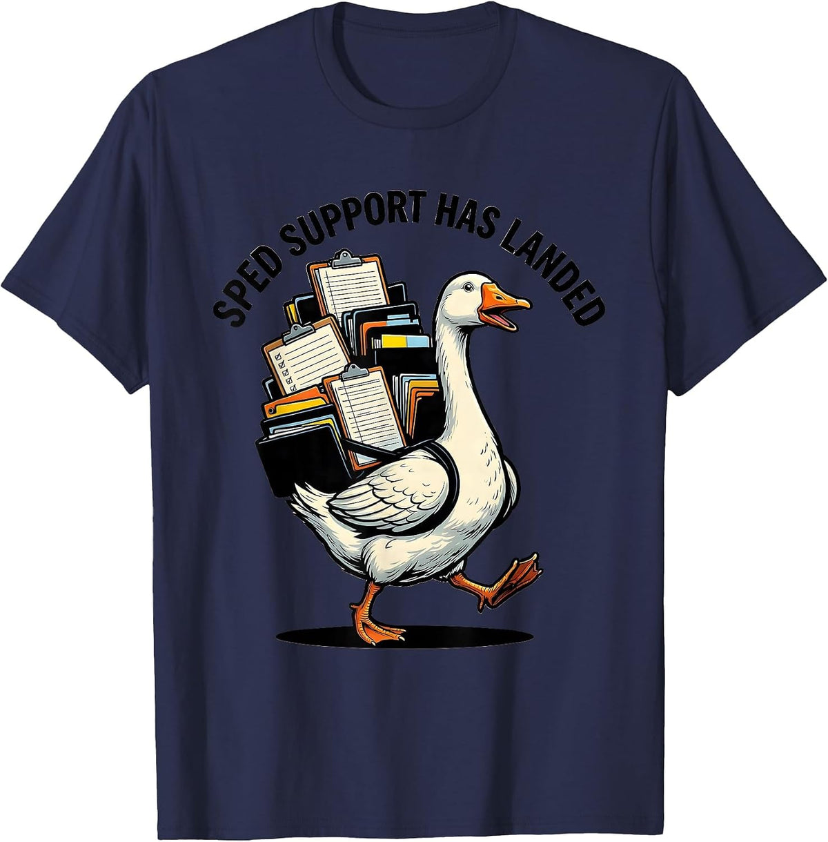 SPED Support Has Landed Funny Special Education Teacher T-Shirt - Navy Blue