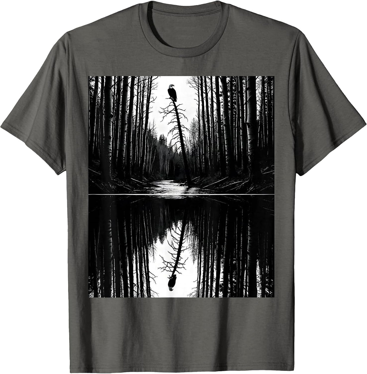 Steep River Gorge Silhouette Nature Reflection Outdoor T-Shirt - Asphalt Grey