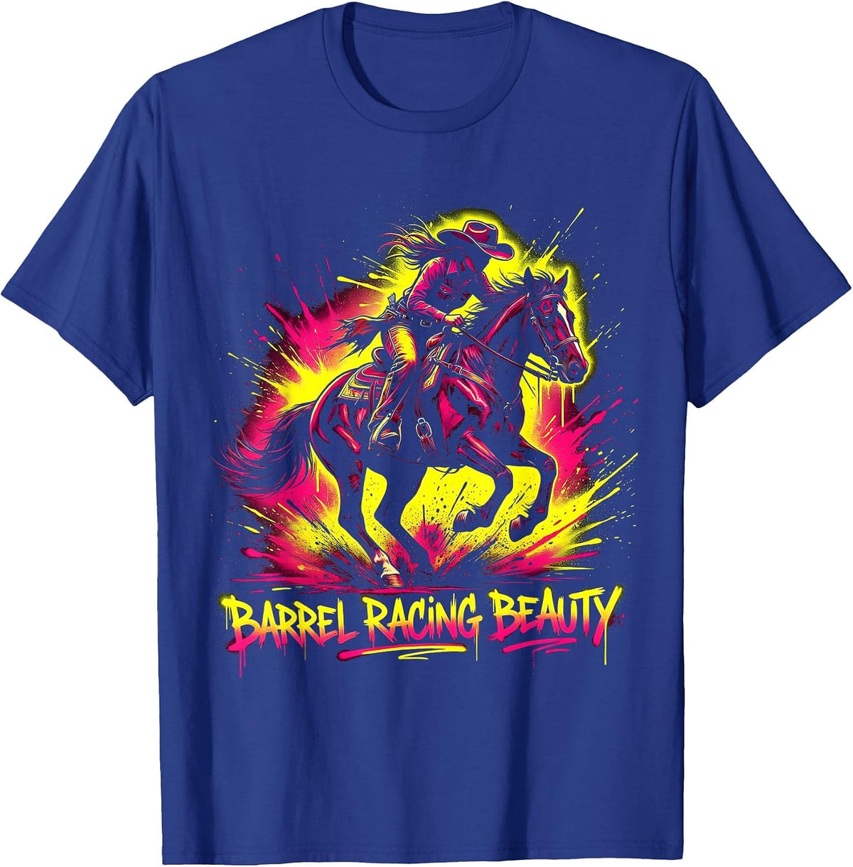 Barrel Racing Beauty Cowgirl Design for Women T-Shirt - Royal Blue