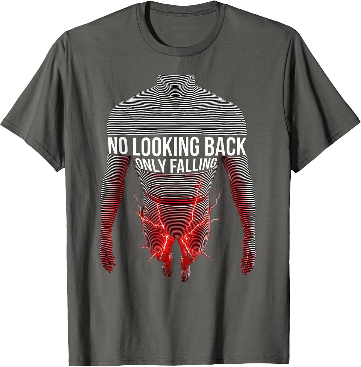 No Looking Back Only Falling Falls Out Balls Out T-Shirt - Asphalt Grey