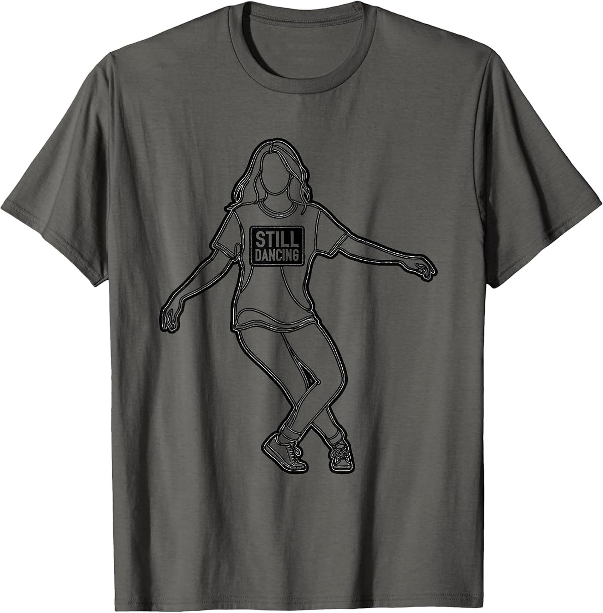 Still Dancing Line Art Dance Lover Gift T-Shirt - Asphalt Grey