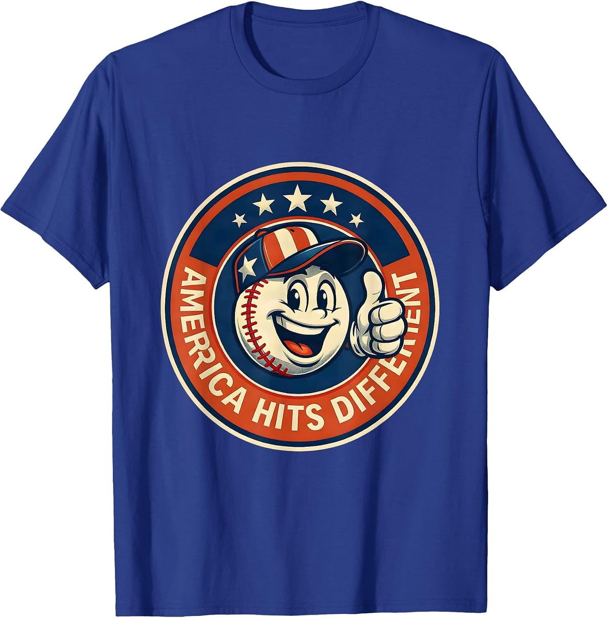 Men's America Hits Different Patriotic USA Design T-Shirt - Royal Blue