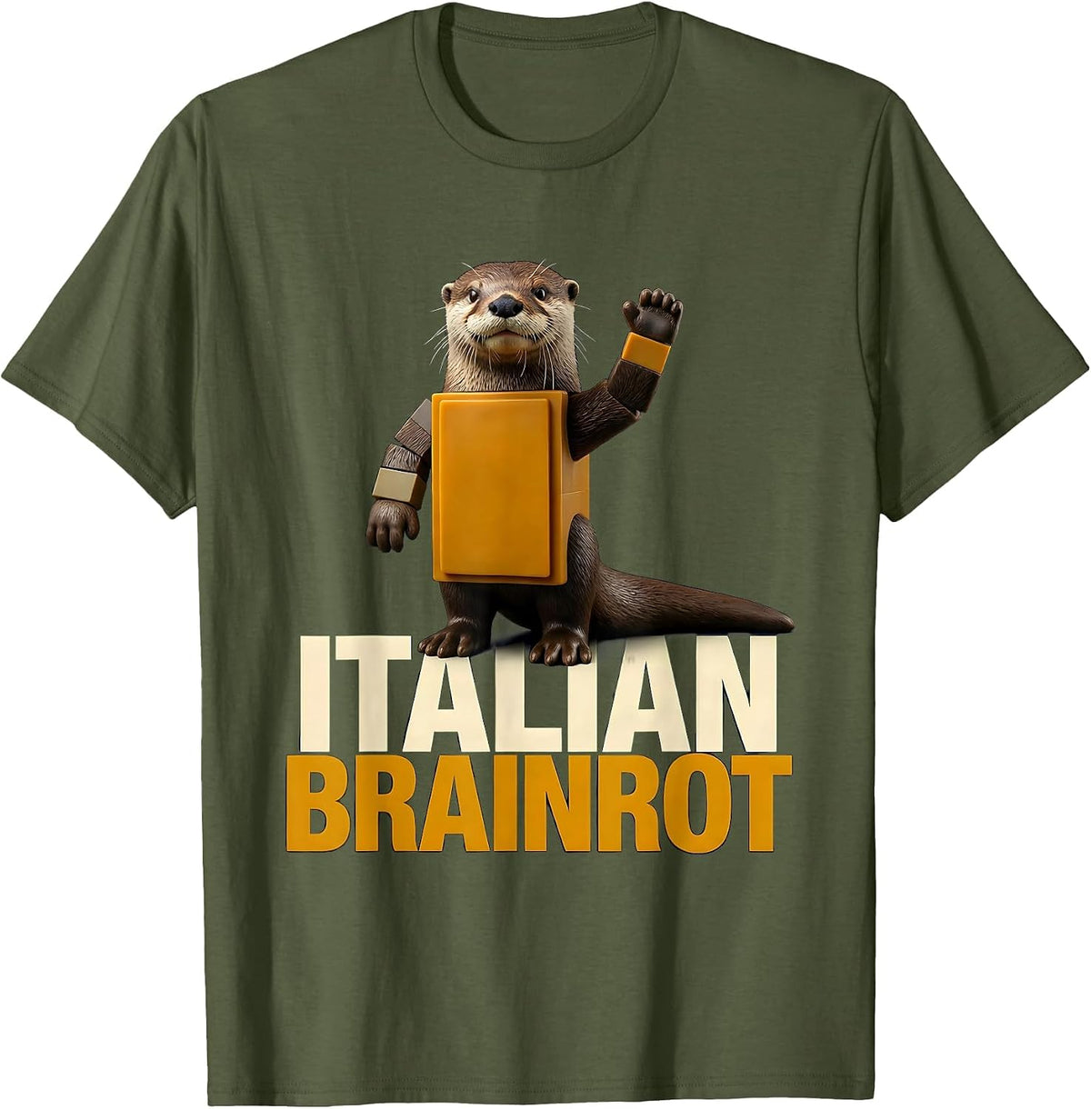 Italian Brainrot Funny Meme Kids Birthday Party T-Shirt - Olive Green
