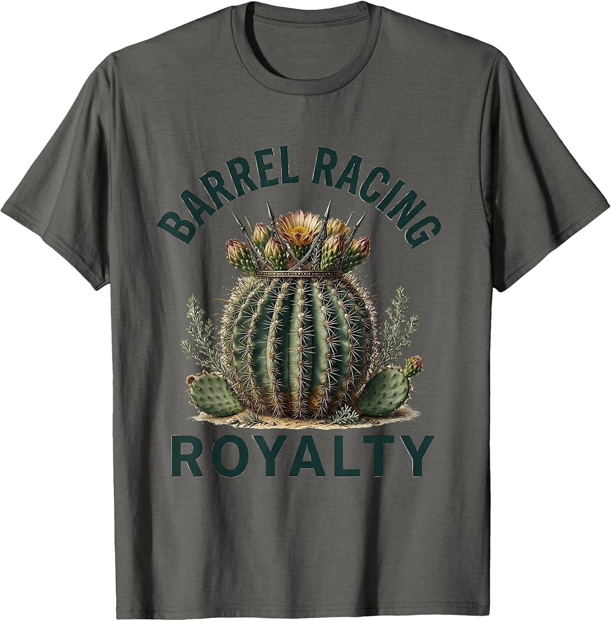 Barrel Racing Royalty Rodeo Design T-Shirt - Asphalt Grey