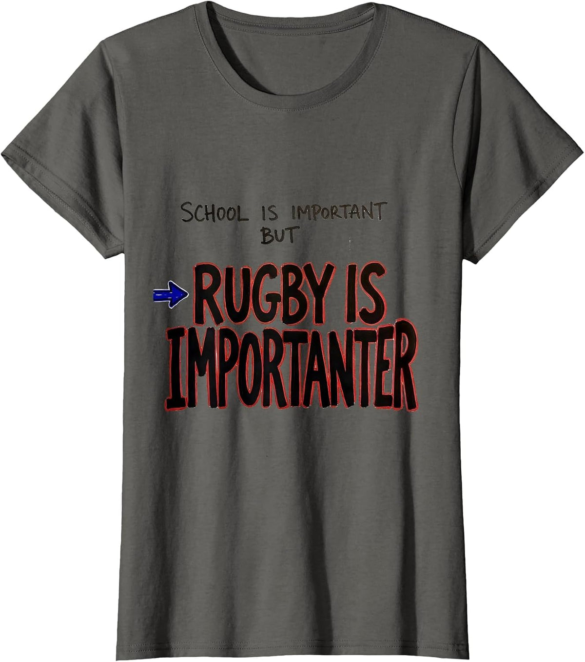 Women's School Is Important But Rugby Is Importanter Youth T-Shirt - Asphalt Grey