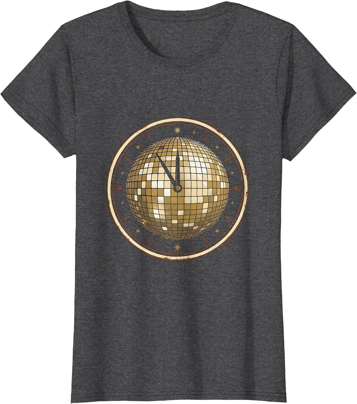 Women's Sealed Disco Ball Vintage Retro Party Badge T-Shirt - Dark Heather Grey