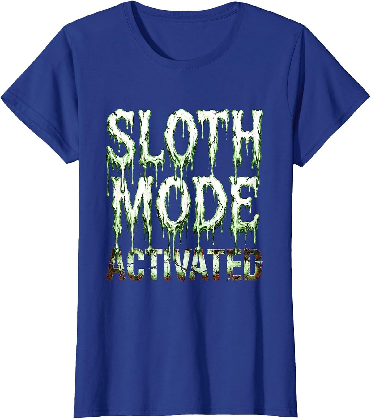 Women's Sloth Mode Activated Animal Kingdom Design T-Shirt - Royal Blue