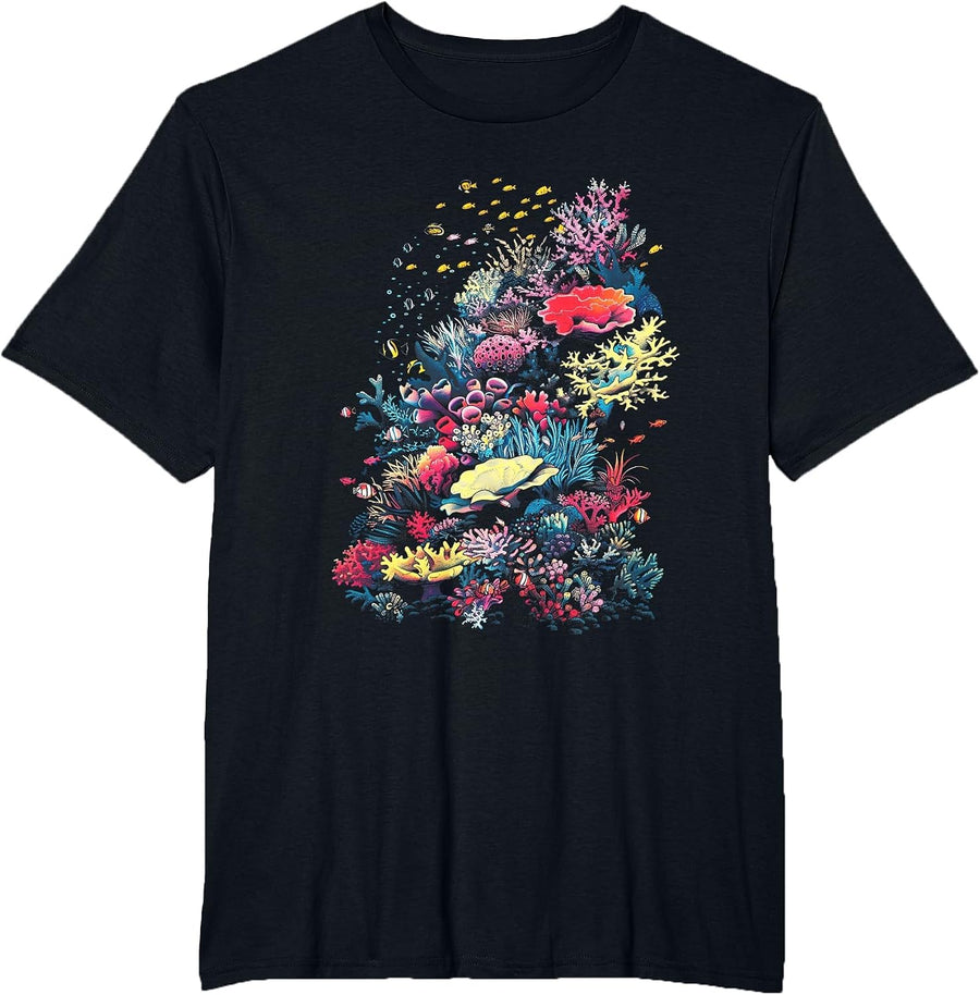 Camouflage Underwater Coral Reef Coral Reef T-Shirt - Black
